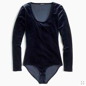 NWT J.Crew Velvet Scoopneck Bodysuit (Navy, XS)